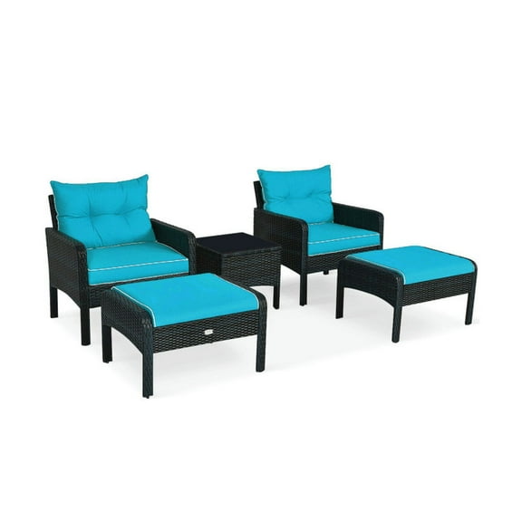 Spaco Outdoor Conversation Sets,Patio Furniture Sets,5 Pieces Patio Rattan Furniture Set Sofa