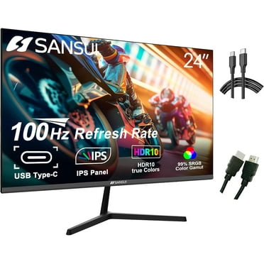 SWQQWEI 24'' Computer Monitor Screen with HDMI,VGA,DP Ports Frameless/Eye Care/Ergonomic Tilt/Speakers Built-in
