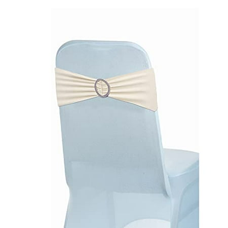 

Trimming Shop Ivory Spandex Chair Band with Slider Buckle Stretchy Fabric Chair Band Sash Elastic Wedding Chair Cover Band Chair Decoration Party Reception Banquet 100pcs