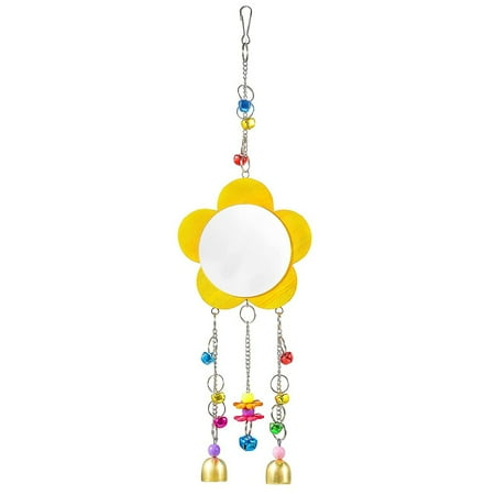 Chicken Mirror Bells Parrot Toys Hanging Swing Pecking Toy for Hens Birds