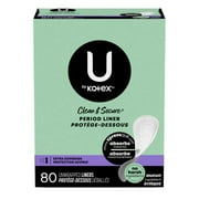 U by Kotex Clean & Secure Panty Liners ، امتصاص الضوء ، تغطية إضافية ، 80 Count