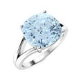 thumbnail image 2 of 7MM Cushion Aquamarine 925 Sterling Silver Solitaire Split Shank Women Ring, 2 of 3