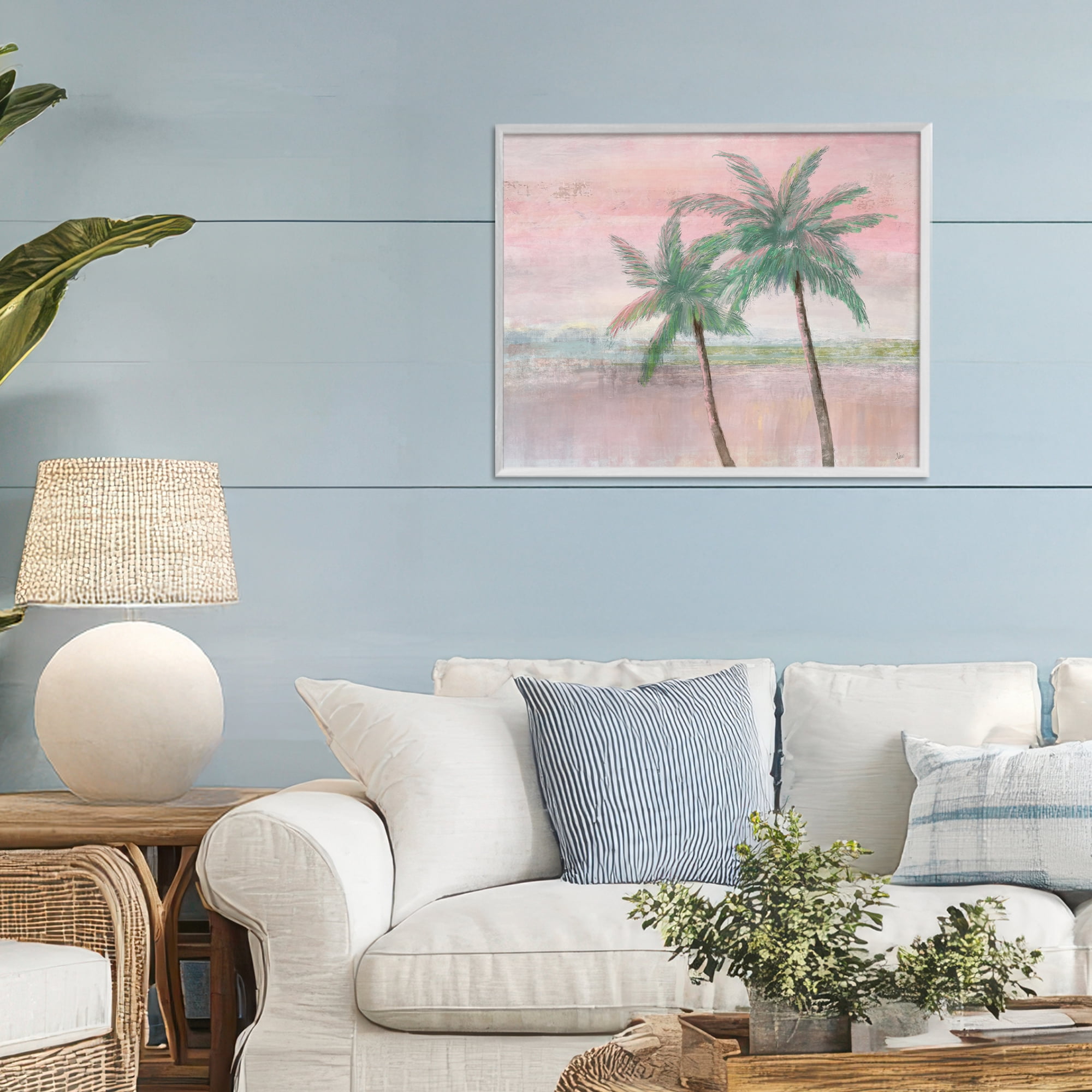 Stupell Industries Sunset Palms at Dusk White Framed Giclee Art, design by Nan
