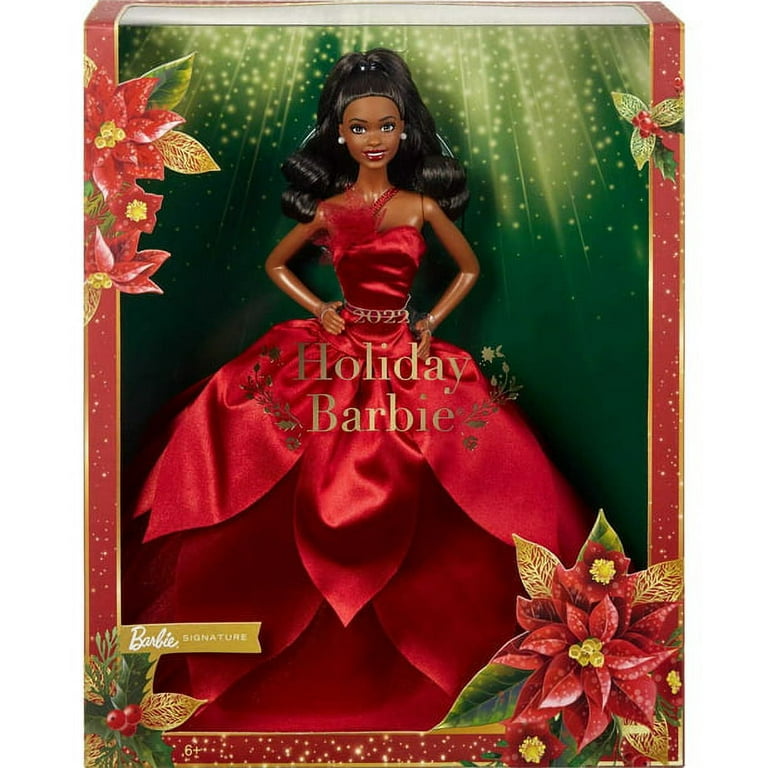 Barbie Signature 2022 Holiday Doll with Dark Brown Hair, Collectible Series