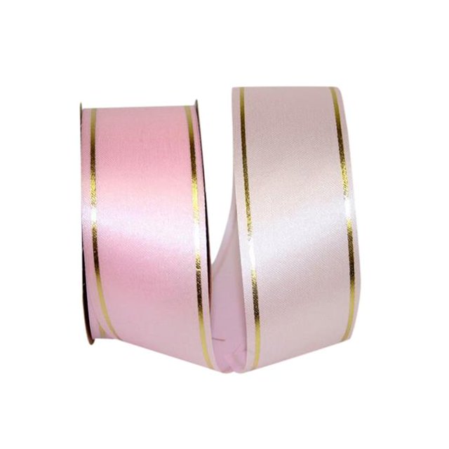 Reliant Ribbon 5502-061-16K 10.87 in. 50 Yards Bi-Stripe Ribbon, Pink
