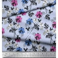 thumbnail image 3 of Soimoi Japan Crepe Satin Fabric Leaves & Floral Artistic Printed Craft Fabric by The Yard 42 Inch Wide, 3 of 3