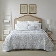 thumbnail image 1 of Laura Ashley Twin Quilt Set Soft Cotton Bedding with Reversible Design Medium Weight for Year Round Use 2 Piece Bed Set with Matching Pillowcase Amberley Blue, 1 of 1