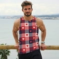 thumbnail image 6 of Gukieu Heart Plaid Print Men's Quick Dry Fitness Vest, Round Neck Sleeveless Fitness Bodybuilding Top-X-Large, 6 of 7