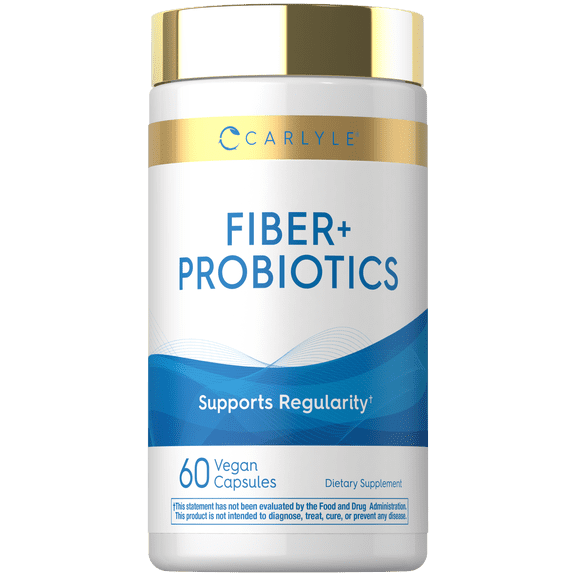 Fiber and Probiotic Supplement | 60 Capsules | 14 Strains | Vegan, Non-GMO, Gluten Free | by Carlyle