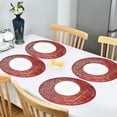 thumbnail image 6 of 15" Hollow Out Placemat for Dining Table, 4 Pcs Round PVC Placemats, Vinyl Non-Slip Heat Insulation Kitchen Washable Table Mat Cup Mat Dinner Table Decoration Hotel Restaurant Home Decor – Red, 6 of 7