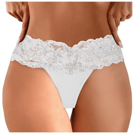 Meiodtion Underwear for Women Plus Size Thong Breathable Comfort Panties Elastic Waist Ventilated Stretchable Panty White XXXL