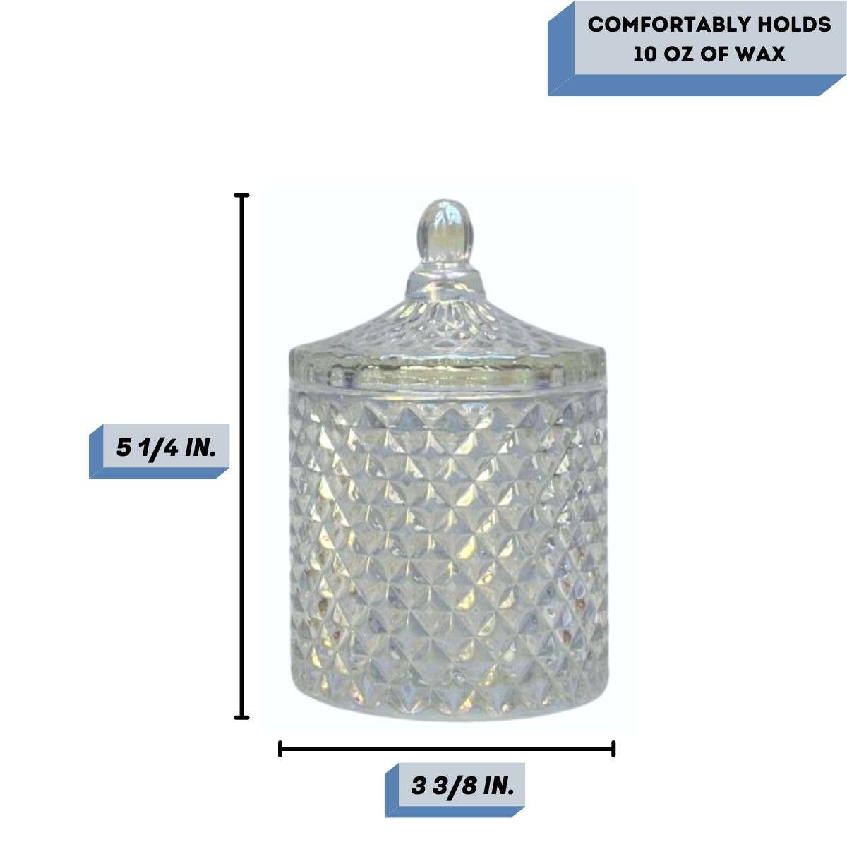 10 oz. France Clear Iridescent Empty Candle Making Jar Candle Vessels For DIY Candle-Making Projects (Box of 24) FREE SHIPPING