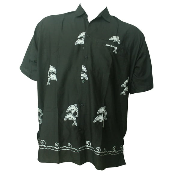 HAPPY BAY Men's Beach Summer Button Down Short Sleeve Untucked Solid Shirt With Pocket Oxford Casual Shirts for Men S Black_W788