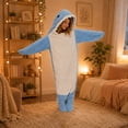 thumbnail image 4 of LEKWK Shark Blanket Hoodie Onesie Adult Funny Animal Onesie Cozy Flannel Shark Sleeping Bag Fleece Jumpsuit Pajamas Halloween Cosplay Costume, 4 of 8