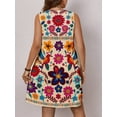 thumbnail image 2 of Multicolor Floral Print Sleeveless Round Neck Casual A-Line Dress For Women, 2 of 8