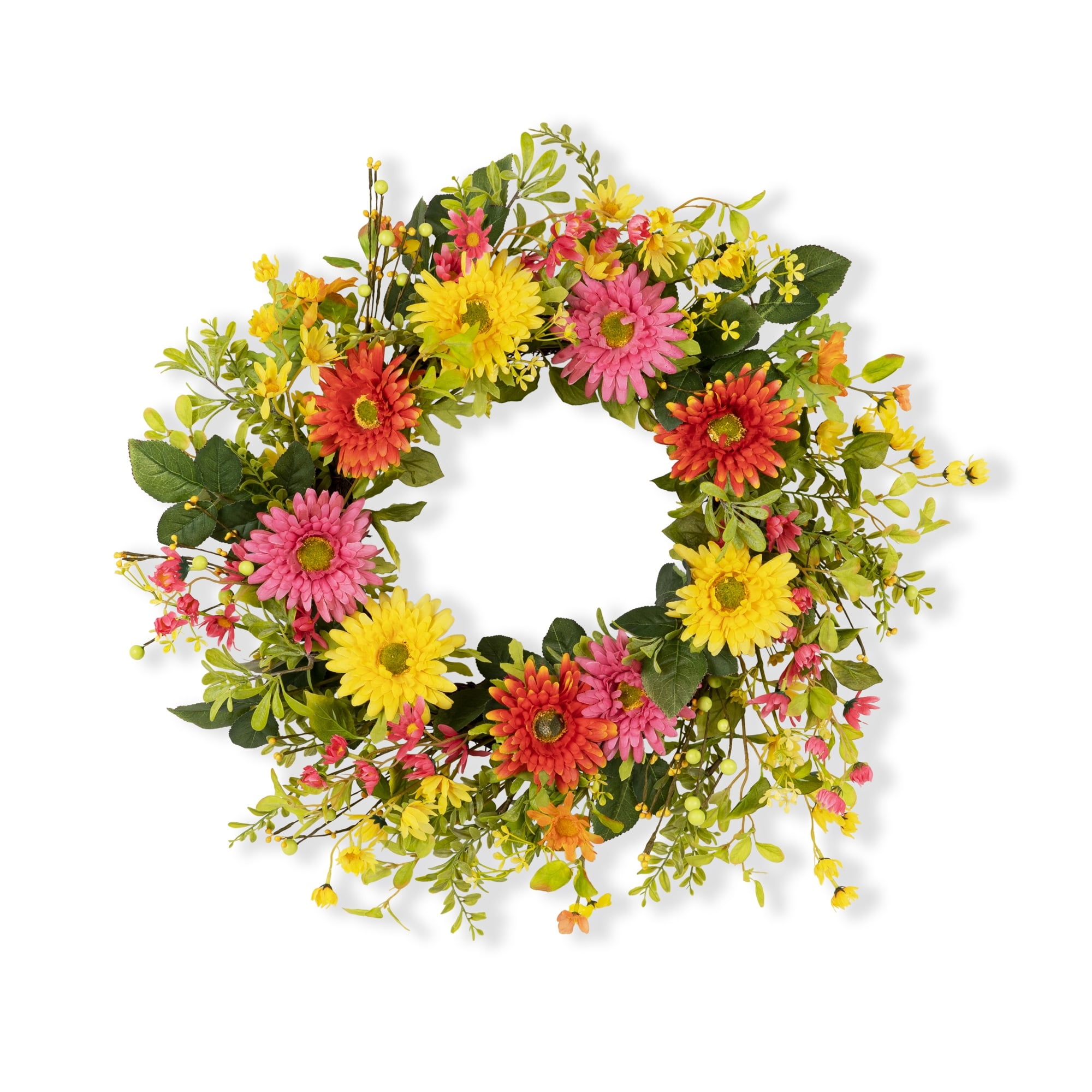Mixed Gerbera Daisy Wreath 25"D Fabric