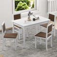 thumbnail image 2 of Costway 5 PCS Dining Table Set for 4 with Rubber Wood Legs Upholstered Seat Padded Backrest White + Brown, 2 of 9