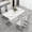 White table+Four Light Gray chairs, variant on NYEESS Modern Dining Table Set for 6, 63" White Faux Marble Kitchen Table and 6 PU Leather Upholstered Chairs, MDF Dining Room Table with Silver Metal Legs, Rectangular Dinner Table Set for Home