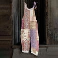 thumbnail image 2 of JULMCOMO Cotton Linen Jumpsuits for Women Floral Print Adjustable Strap Baggy Overalls Sleeveless Vintage Casual Jumpsuits Dark Purple S, 2 of 7
