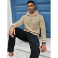 thumbnail image 3 of Coshow Men's Hooded Sweatshirt Casual Long Sleeve Waffle Knit Drawstring Pullover, 3 of 5