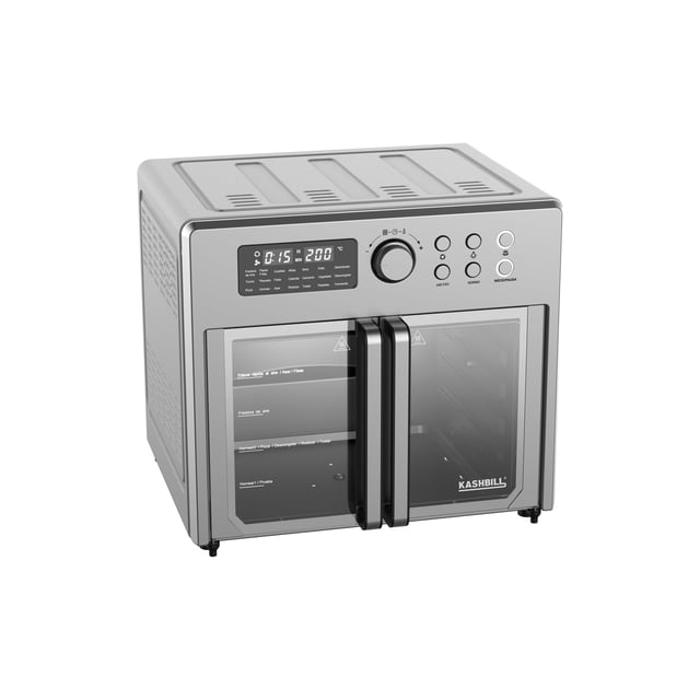 Kashbill – Horno Eléctrico Con Air Fryer H10 Plateado, Puerta Francesa, Horno Freidora De Aire Para Panadería Y Repostería, Convección Eléctrica, Multifunción