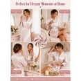 thumbnail image 3 of DAKIMOE Silk Satin Robes for Women Bride Bridesmaid Party 3/4 Sleeve Sexy Short Bath Robe Comfy Sleepwear Loungewear Nightwear for Womens, Pure Champagne, S, 3 of 8