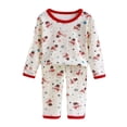 thumbnail image 5 of Ccpelsie Pyjama 2 Pcs pour Tout-Petit Garçon Printemps Automne Hiver Tenue de Nuit Ensemble de Pjs Col Rond Haut à Manches Longues et Pantalon Ensemble de Détente (Rouge Melon D\'eau, 2-3 Ans), 5 of 5