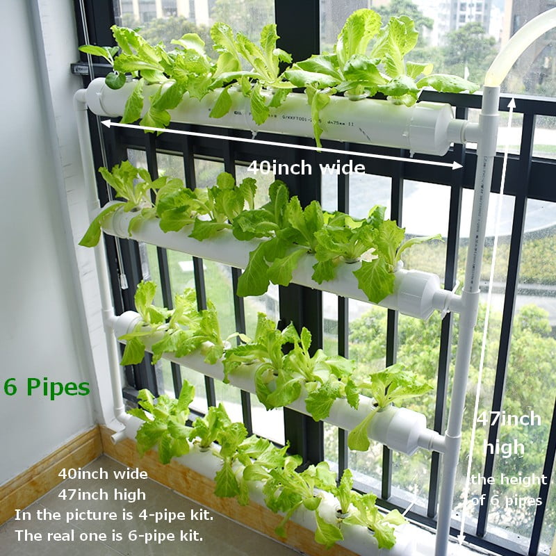 INTBUYING Wallmounted Hydroponic Grow Kit 54 Plant Sites 4 Pipes