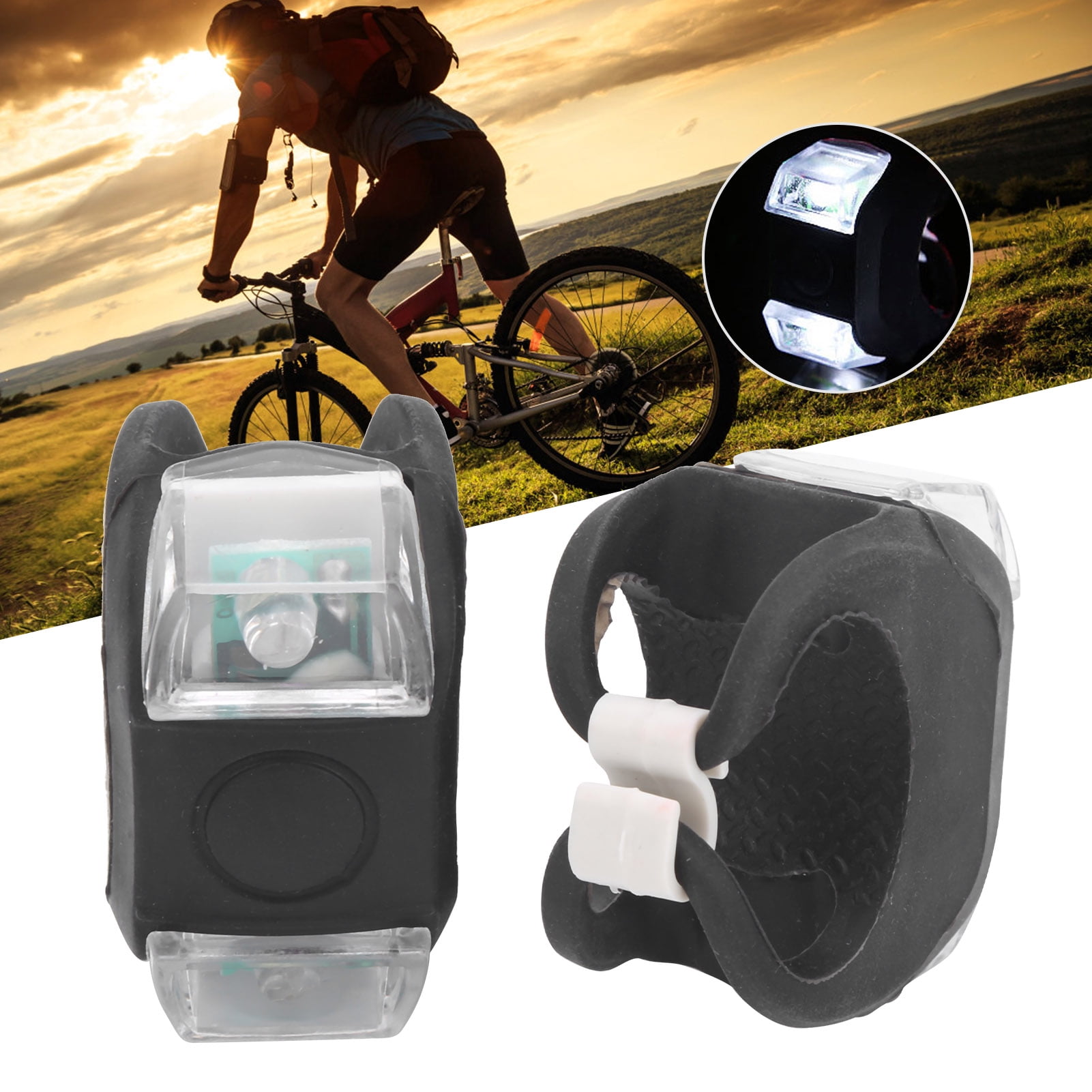 Details about   2Pcs Bicycle LED Light Front Tail Cycling Warning Lamp 3 Lighting Modes White 