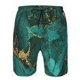 thumbnail image 3 of Balery Green Gold Glitter Traje de Baño Estilo Hawaiano para Hombre, Shorts de Secado Rápido con Bolsillos-3X-Large, 3 of 6