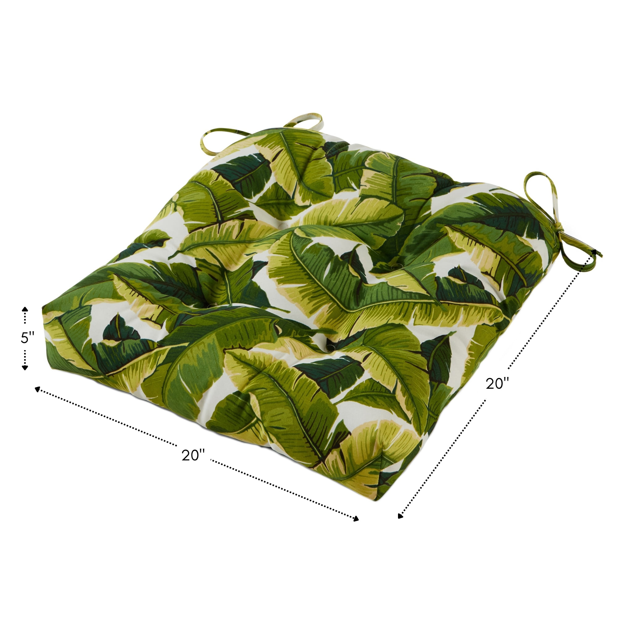 Greendale Home Fashions Tufted Outdoor 20'' x 20'' Seat Cushion, Palm Leaves White