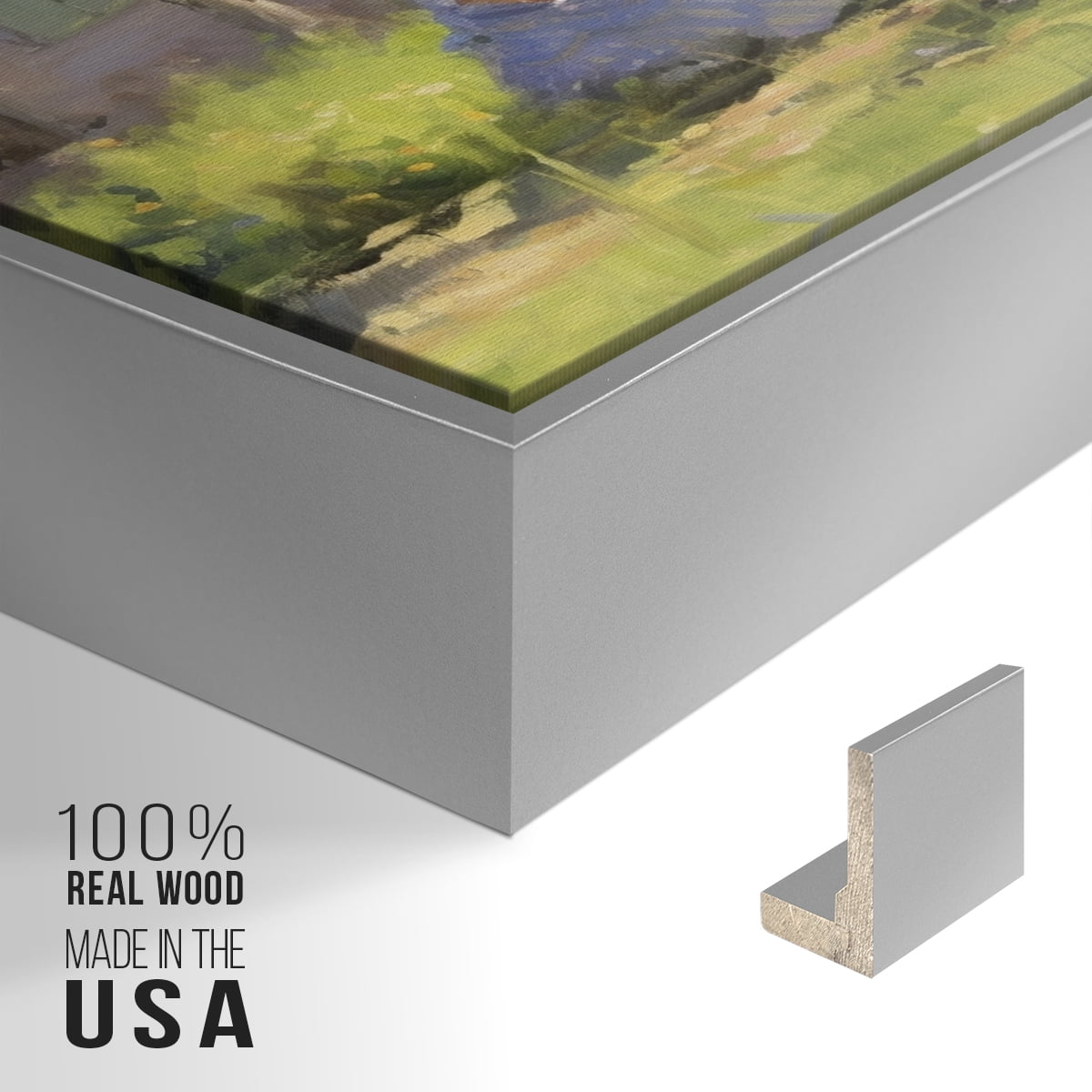 Vintage Landscape-CCLI By Wexford Home Framed in Silver Wood Gallery Wrapped Canvas 27 in. x 41 in.