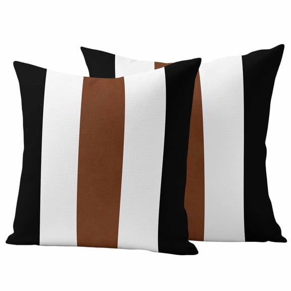 Brown Black White Boho Outdoor Pillow Covers, Waterproof Decorative Throw Pillowcases Set of 2, Contemporary Modern Art Couch Cushion Cases with Zipper for Outside Patio Garden Sofa 18"x18"