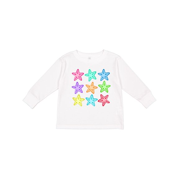 Inktastic Starfish in Rainbow Colors Boys or Girls Long Sleeve Toddler T-Shirt