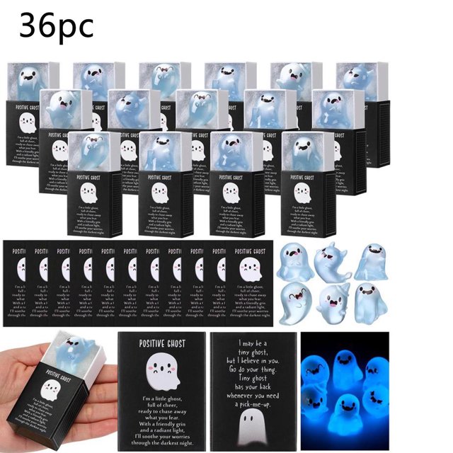 Juego de 36 Minifiguras de Fantasmas con Formas Divertidas y Adorables, Accesorios Luminosos para Decoración de Halloween, Ideal para El Alféizar de La Ventana de Tu Escritorio.