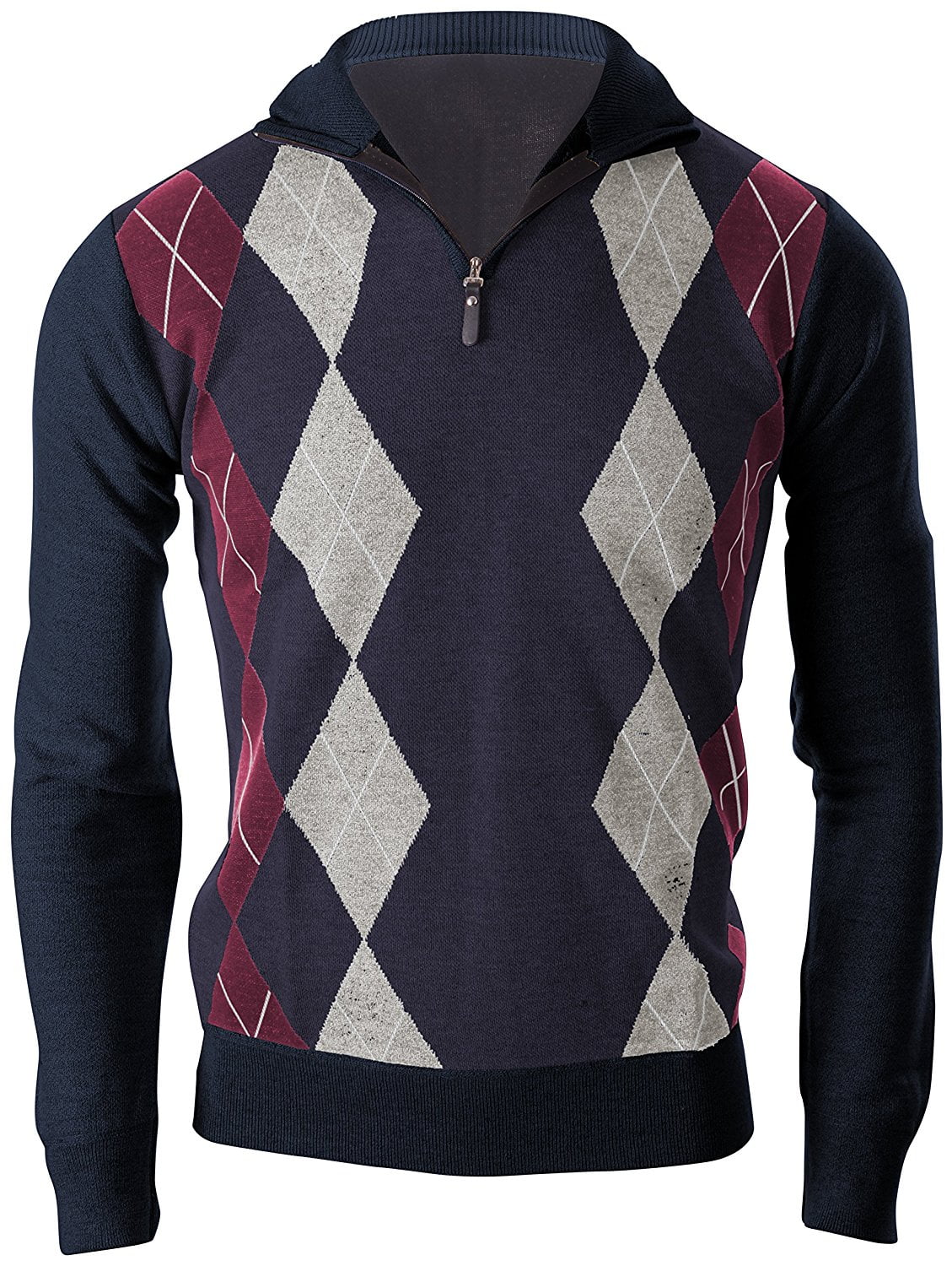 Enimay Mens Argyle Zip Up Golf Long 