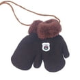 thumbnail image 2 of Winter Kids Knit Mittens Thicken Plush Warm Woolen Gloves with String, 2 of 8