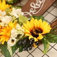 thumbnail image 3 of 40cm-colores de otoño girasol decorativo placa de puerta de girasol de madera corona de fiesta de abeja, 3 of 5