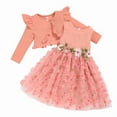 thumbnail image 3 of ZEHJUHAN Baby Girl's Sleeveless Flower Applique Mesh Tutu Dress Lace Button Cardigan Set for Party Pink，3-6M, 3 of 8