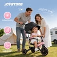 thumbnail image 5 of JoyStone 7 in 1 Folding Toddler Tricycle with Adjustable Canopy, Parental Control Handle, Detachable Backrest and Adjustable Seat and Handle, Push Tricycle Bike for 1-4 Year Old Boys and Girls, Pink, 5 of 13