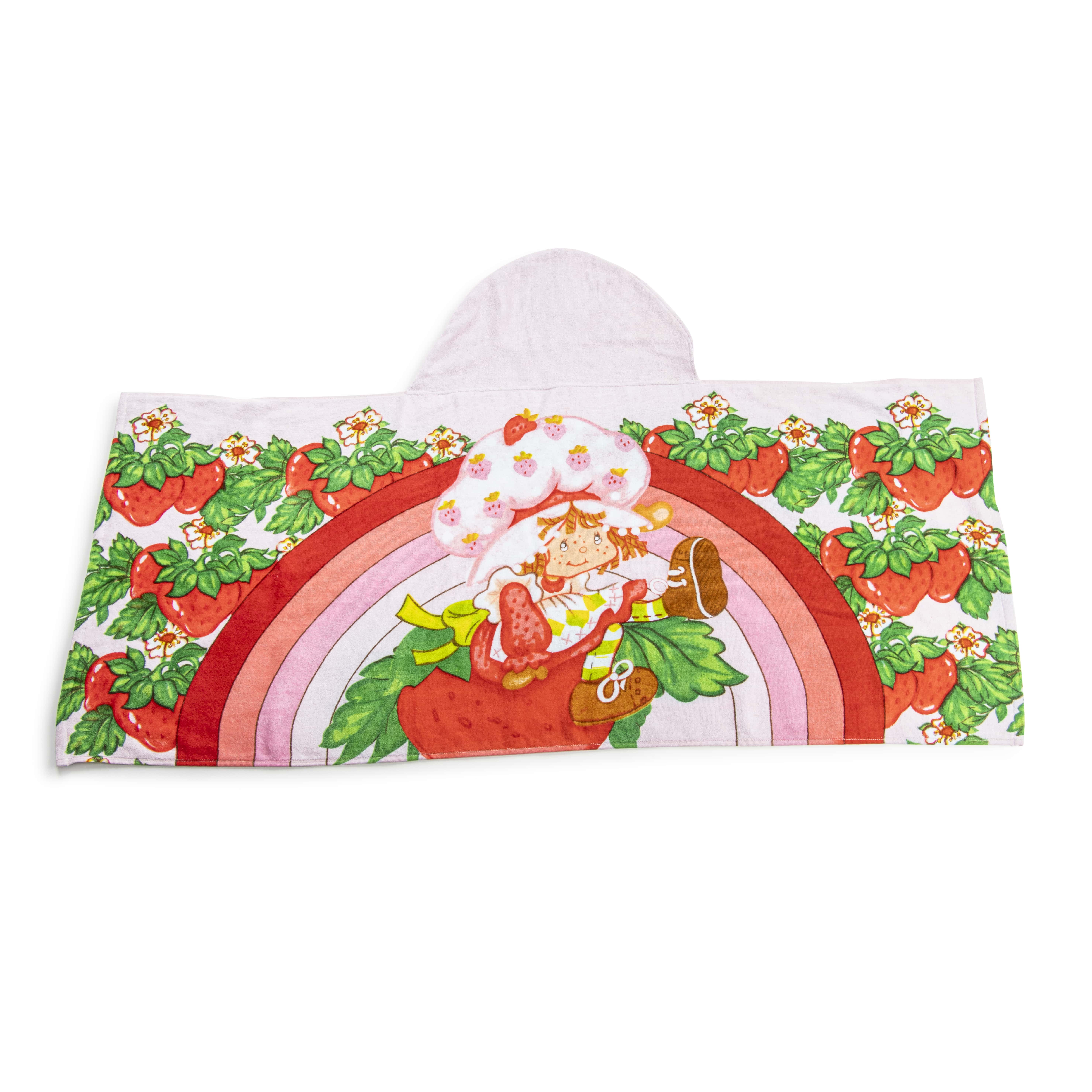 Strawberry Shortcake Rainbows Kids Hooded Towel Wrap, Cotton, Pink, Wildbrain