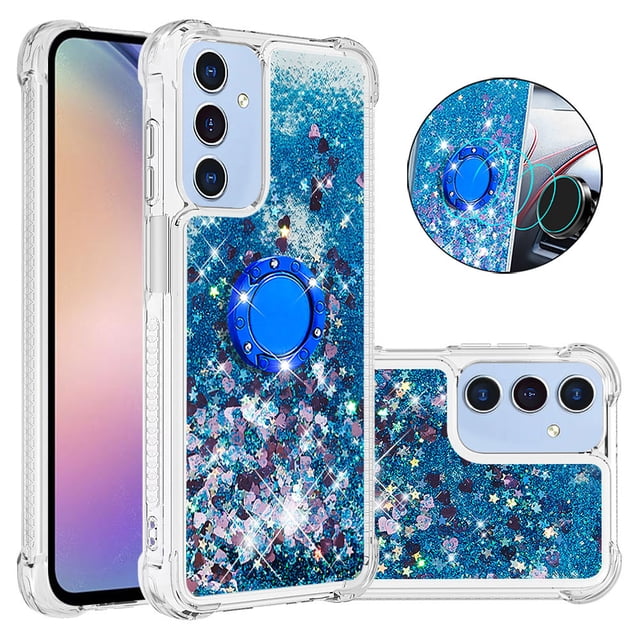 GANGXUN Funda Glitter Líquida para Samsung Galaxy A17 con Anillo Brillante, TPU Antichoques y Esquinas Reforzadas, Soporte