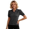 thumbnail image 5 of Trgacdwlo Polka Dot Golf Polo Shirt Women Collared V Neck Women Short Sleeve Tops Summer Vintage Women's Polo Shirts Black L, 5 of 6