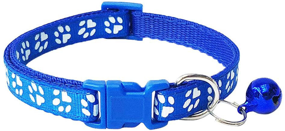 Cat Collar with Bell,Safety Pet Collar for Puppy Kitty Kitten Necklace Nylon Adjustable Length Quick Release Buckle Girl Boy 1 Pack Blue