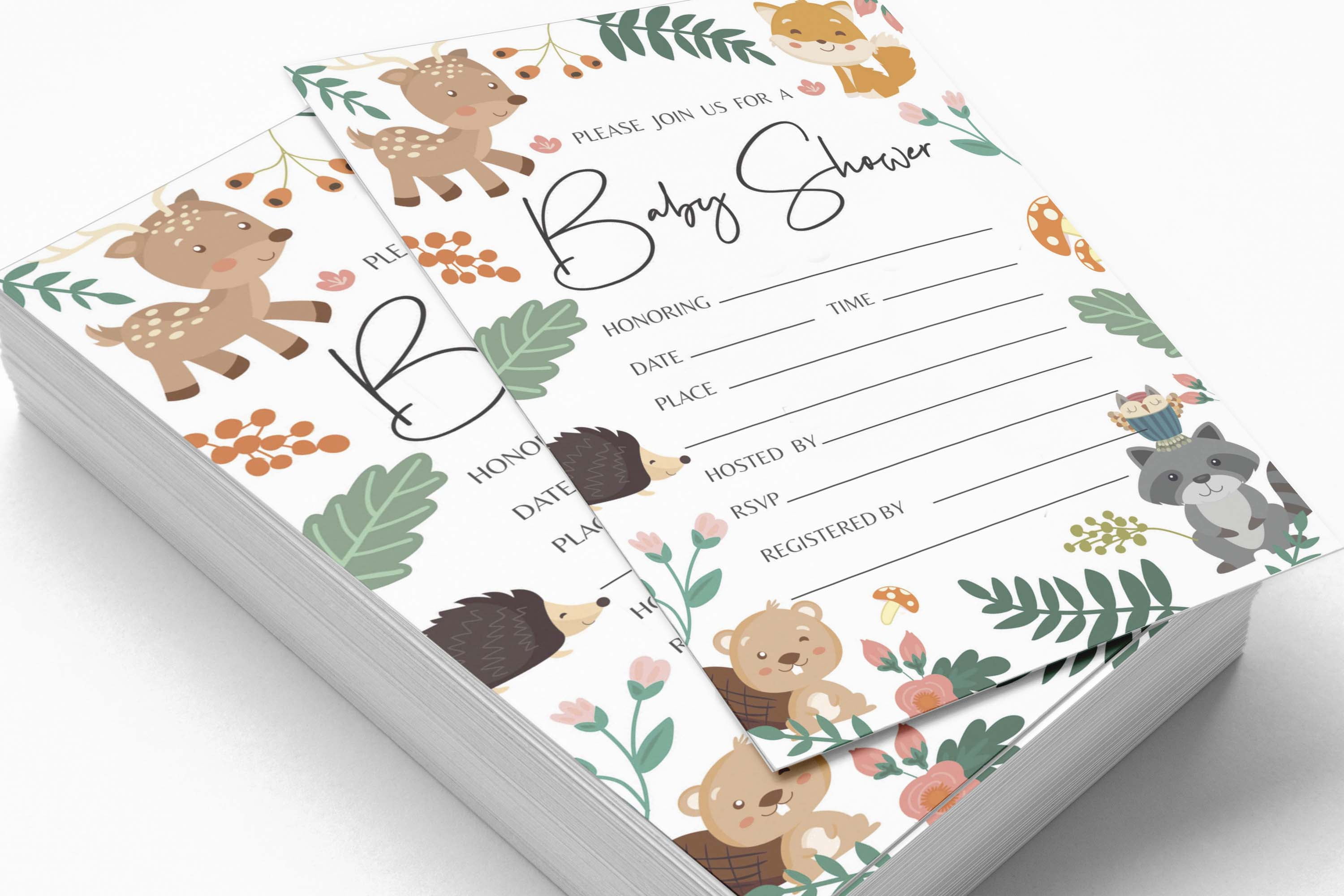 Inkdotpot 30 Fill In StyleBaby Shower Invitation Cards Jungle Animals Gender Neutral Blank Invites