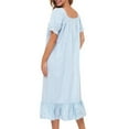 thumbnail image 4 of Women's Nightgown Cotton Sleepwear Long Loungewear Short Sleeve Vintage, 4 of 6