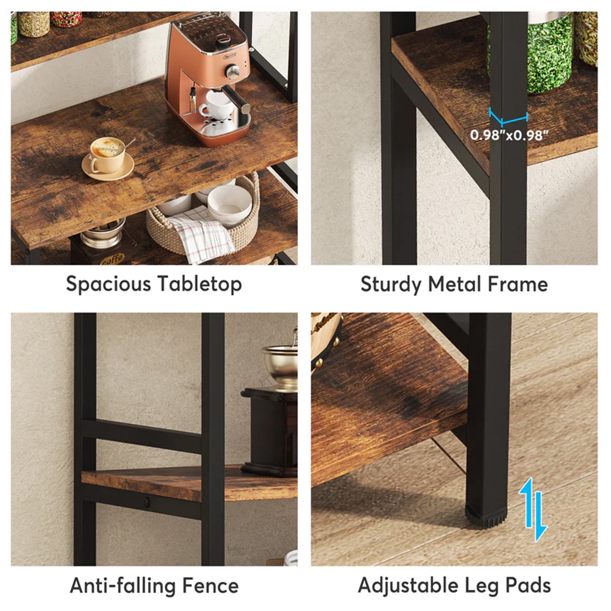 MAYEERTY 5-Tier Kitchen Storage Rack with 31.5"x15.7" Countertop for Kitchen & Bathroom