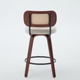 thumbnail image 6 of LEGAHOME Bar Stools set of 3, 26” Swivel Counter Height Bar Stools with Cane Rattan Back and Linen Seat, Mid-Century Modern Bar Stools for Kitchen Island, Bar, Dining Room, Walnut + Beige, 6 of 9