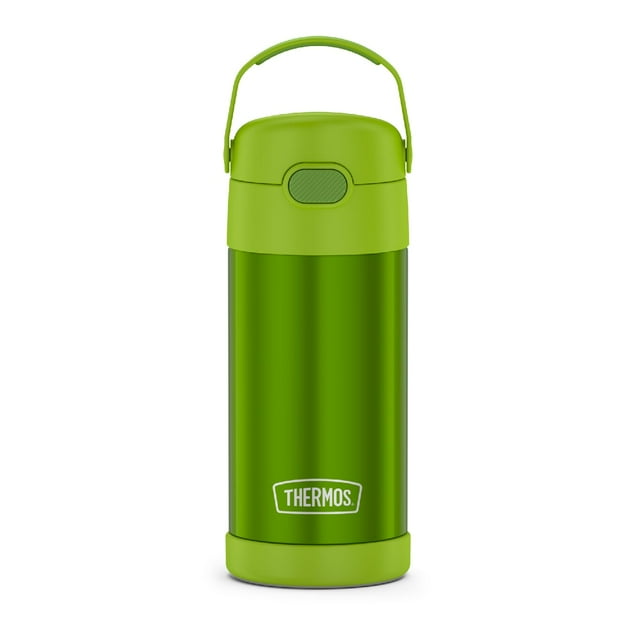 THERMOS FUNTAINER Botella de agua con pajita - 12 onzas - Botella de agua aislada al vacío de acero inoxidable para niños con tapa