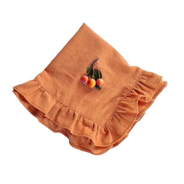 Mantel individual de color puro, plisado, con borde con volantes, lavable a máquina, ideal para desayunos, té de la tarde, decoración de mesa